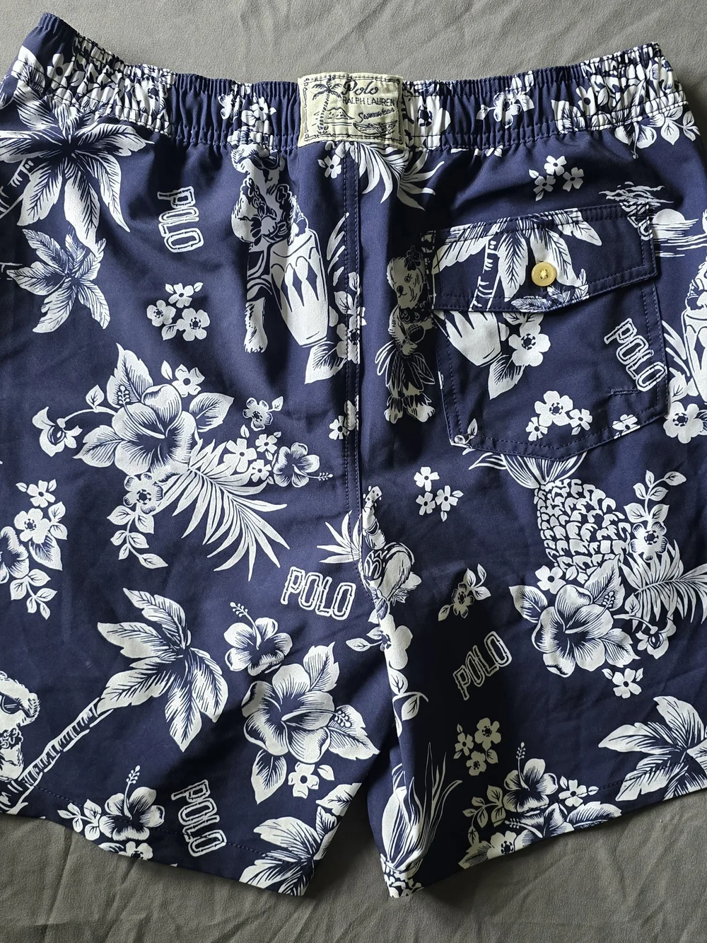 Polo by Ralph Lauren Navy and White Tropical Floral Swim Trunks